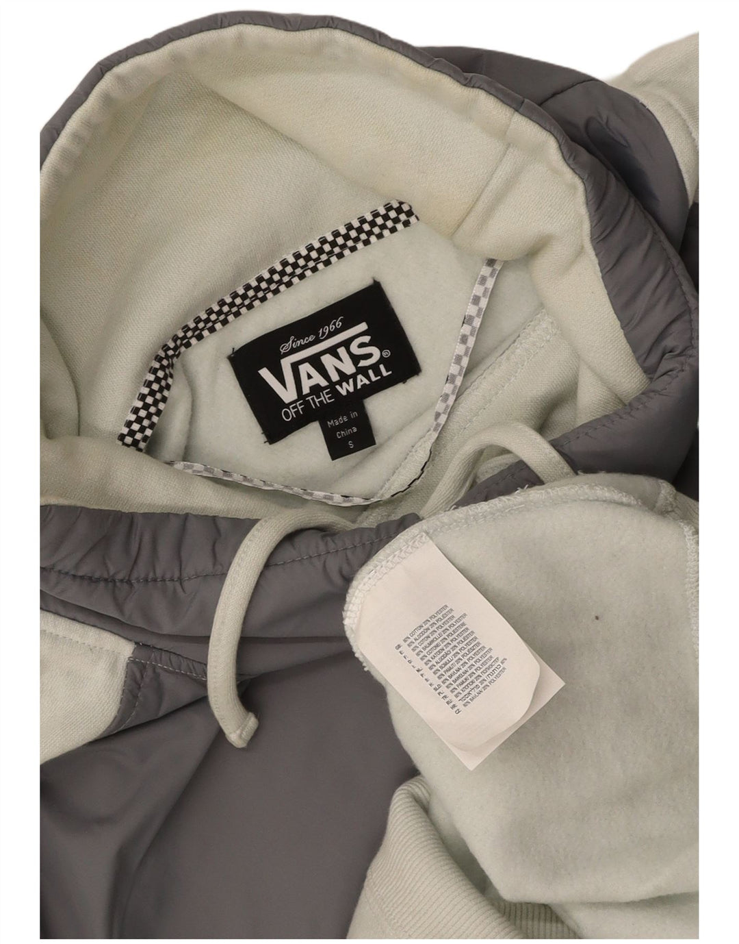 Damska bluza dresowa VANS UK 10, mała, biała, bawełniana w bloki kolorów