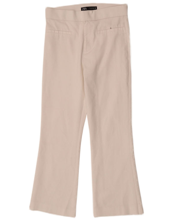 Spodnie damskie Zara Flare, małe, W26 L24, biała bawełna
