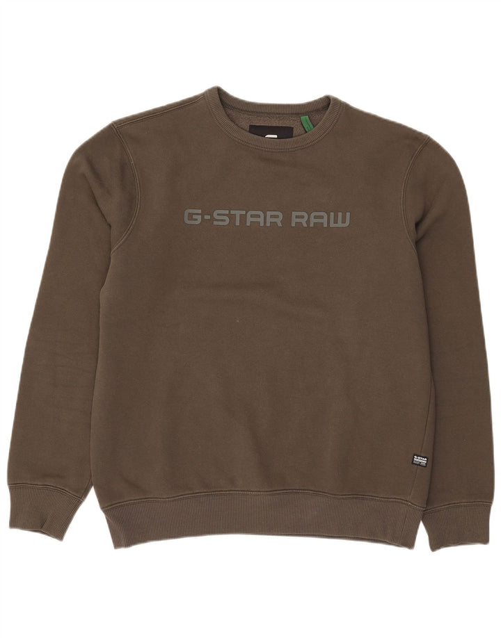 Męska bluza z grafiką G-Star, średnia bawełna khaki