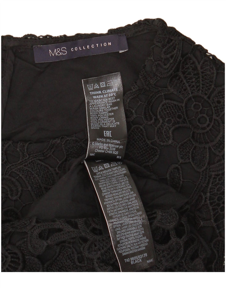 Marks & Spencer Damska koronkowa sukienka płaszczowa UK 8, mała, czarna, z poliestru w kwiaty