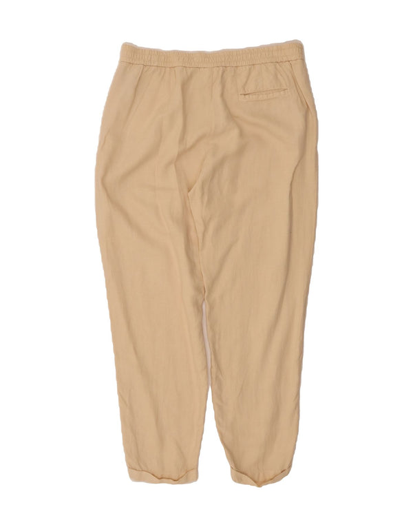 MASSIMO DUTTI Womens High Waist Casual Trousers EU 44 XL W34 L28 Beige