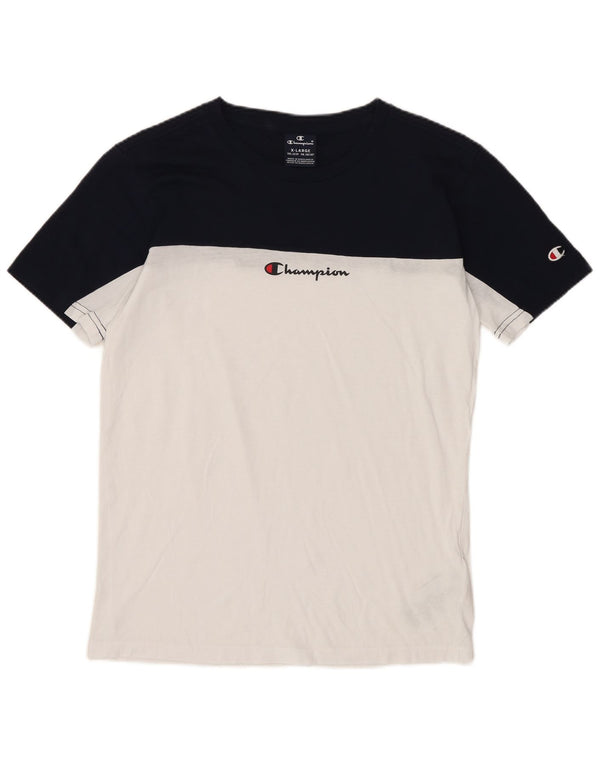 Champion Boys T-Shirt Top 13-14 Years XL White Colourblock Cotton