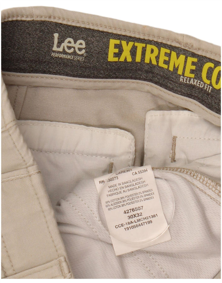 Męskie spodnie chino LEE Extreme Comfort o swobodnym kroju W30 L32 Beżowa bawełna