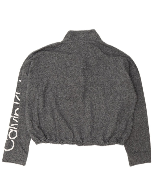 Damska bluza Calvin Klein Crop Graphic Jumper UK 20 2XL Szara nakrapiana