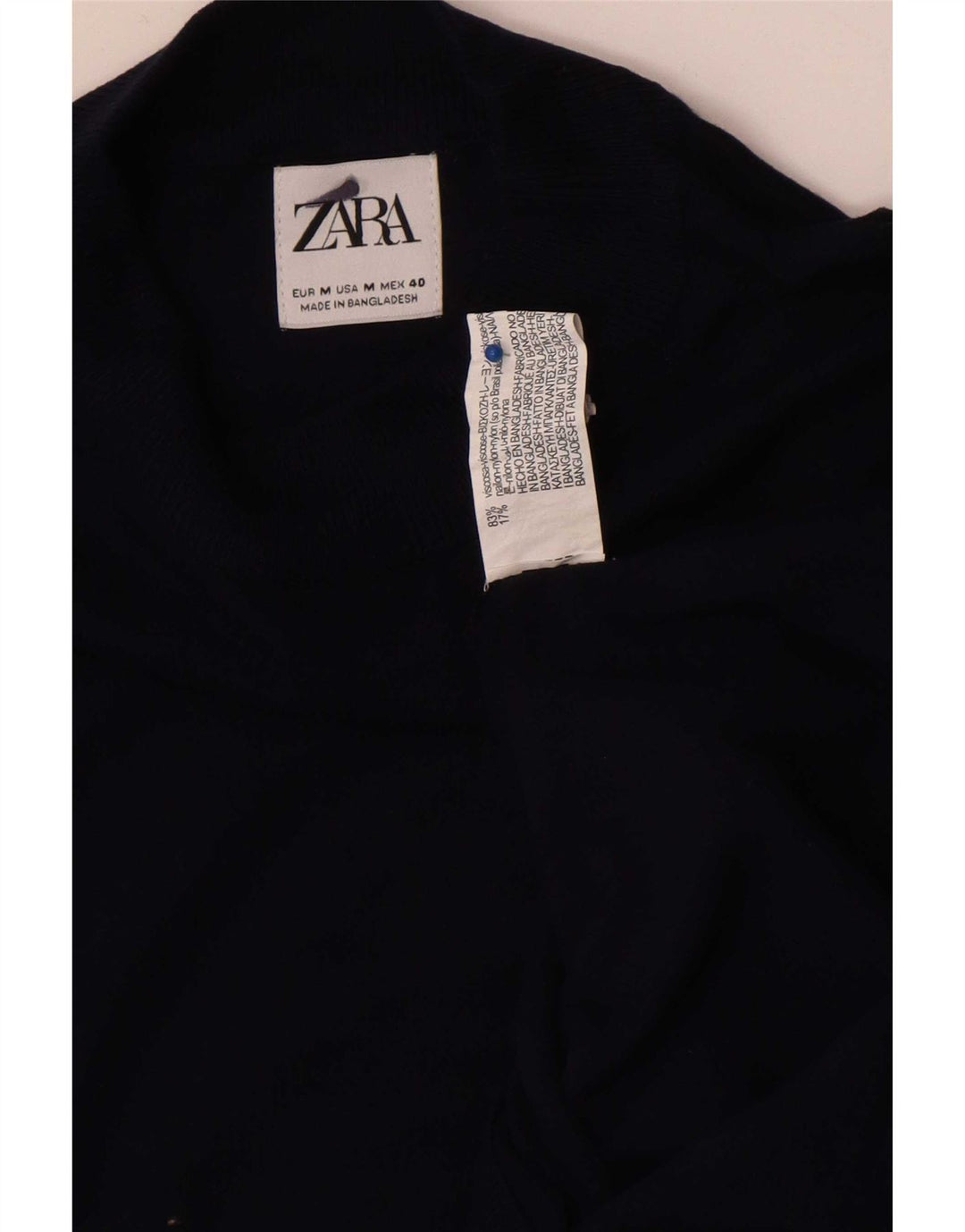 Męski sweter z okrągłym dekoltem Zara, średni granatowy, wiskoza