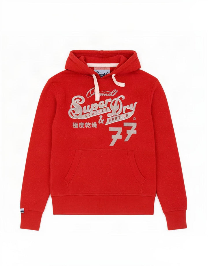 Męski sweter z kapturem Superdry z grafiką, średnio czerwony, bawełniany