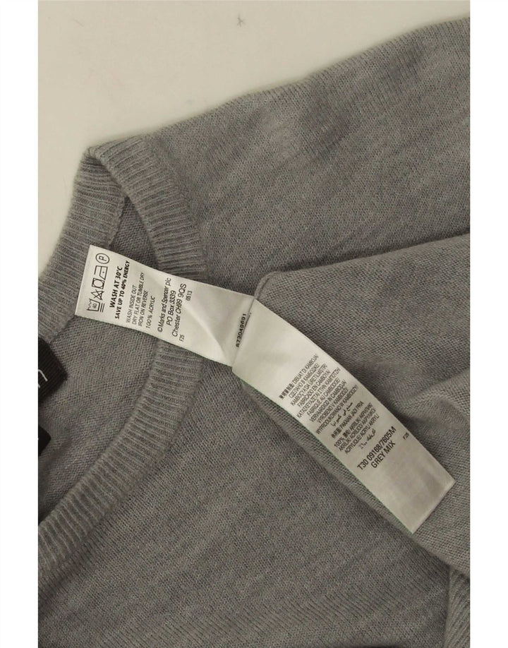 Marks & Spencer Męski sweter z okrągłym dekoltem, duży, szary, akrylowy