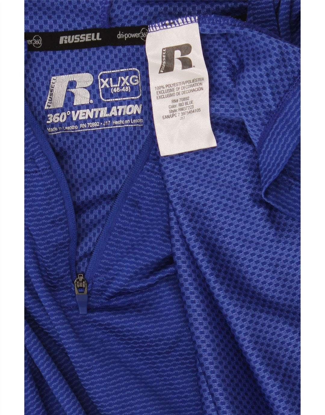 Męski dres z kapturem i kapturem Russell Athletic, XL, niebieski, poliester