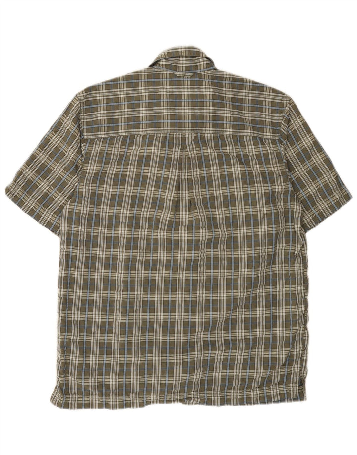 Koszula męska z krótkim rękawem EDDIE BAUER, mała, szara, bawełniana krata
