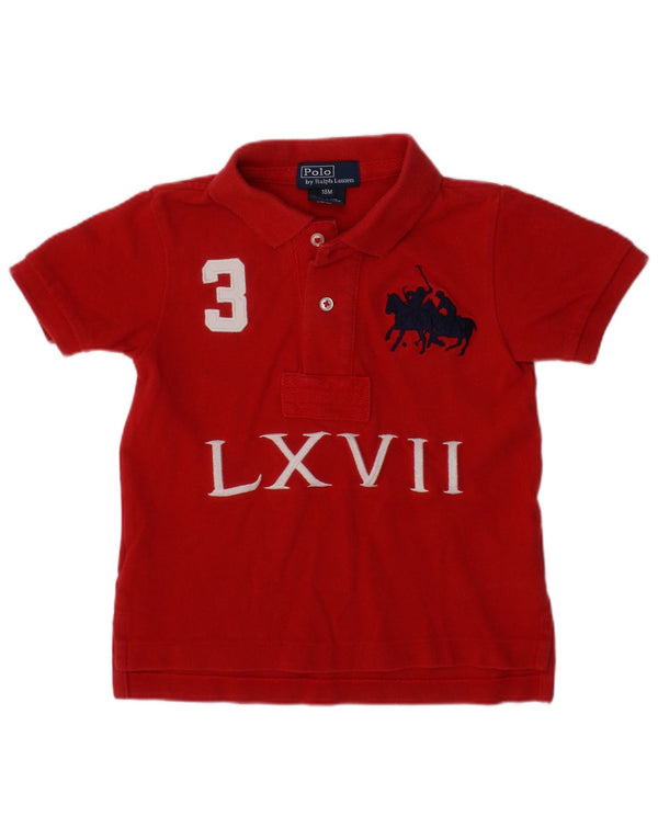 POLO RALPH LAUREN Chłopięca koszulka polo z grafiką w wieku 12-18 miesięcy, czerwona, bawełniana