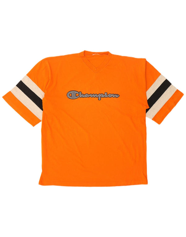 Męski T-shirt Champion z grafiką, top XL, pomarańczowy, blok kolorów