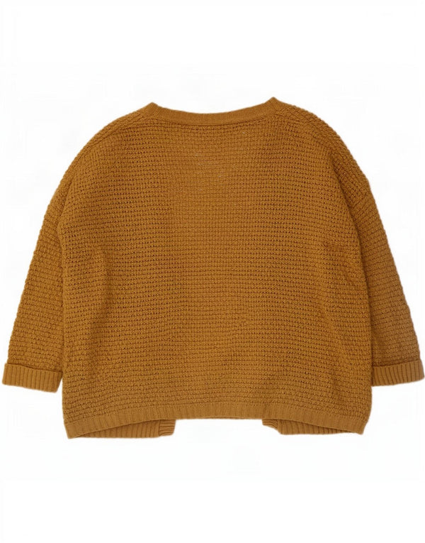 Topshop Damski sweter oversize z rękawami 3/4, rozpinanym kardiganem UK 6 XS, brązowy