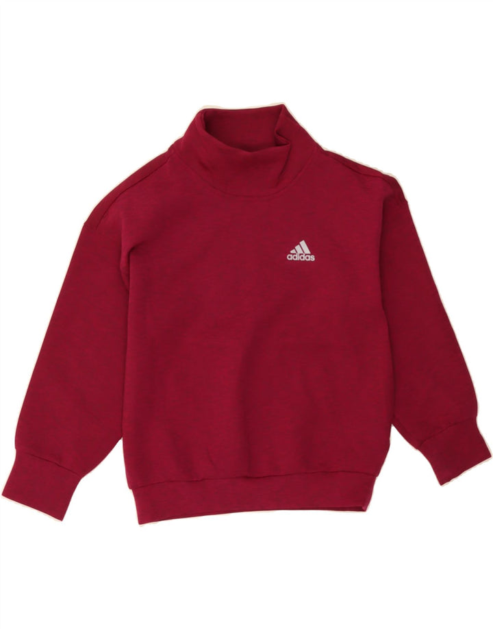 ADIDAS Girls Sweatshirt Jumper 9-10 Years Burgundy Polyester Vintage Adidas and Second-Hand Adidas from Messina Hembry 