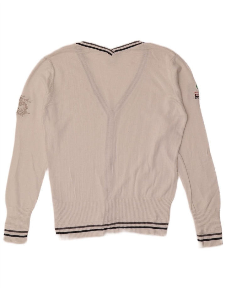 Damski sweter graficzny Sergio Tacchini UK 12, średnia biała bawełna