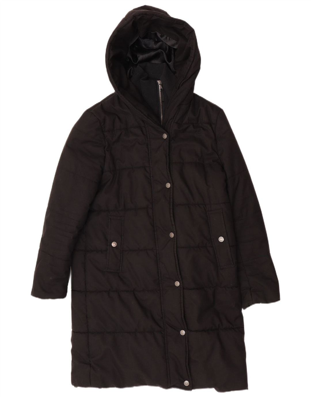 Crew Clothing Damski płaszcz z kapturem i regularnym krojem, wyściełany UK 14, średni czarny
