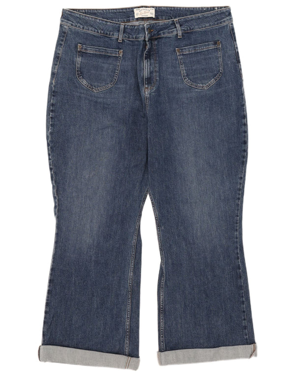 Damskie jeansy Fat Face Fly z wysokim stanem, rozkloszowane UK 20 2XL W40 L26 Niebieskie
