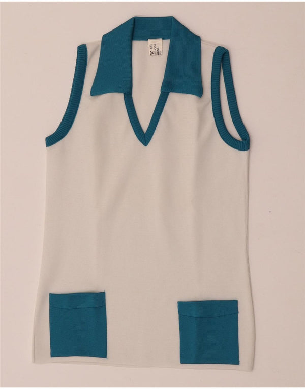 Damski podkoszulek z golfem w stylu vintage IT 42 w kolorze średniej bieli