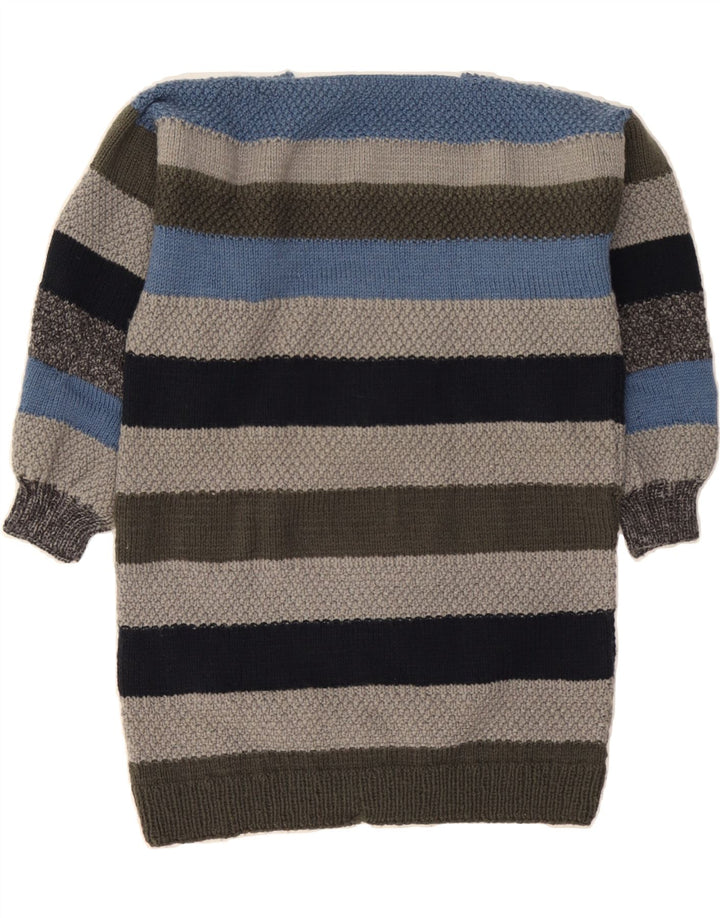 VINTAGE Womens Boat Neck Jumper Sweater UK 14 Medium Multicoloured Striped Vintage Vintage and Second-Hand Vintage from Messina Hembry 