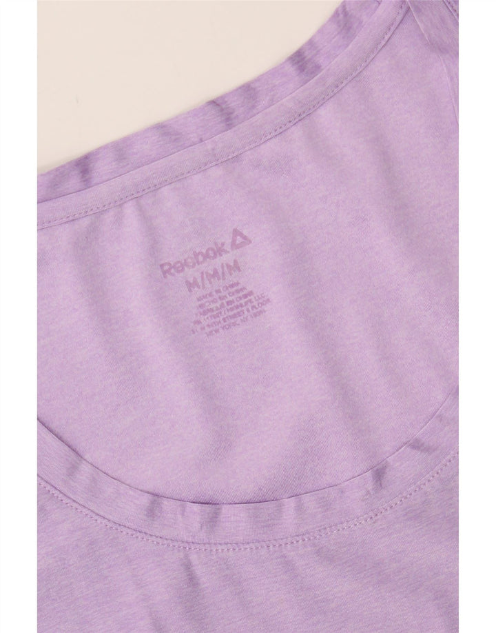 REEBOK Womens Graphic T-Shirt Top UK 14 Medium Purple Polyester Vintage Reebok and Second-Hand Reebok from Messina Hembry 