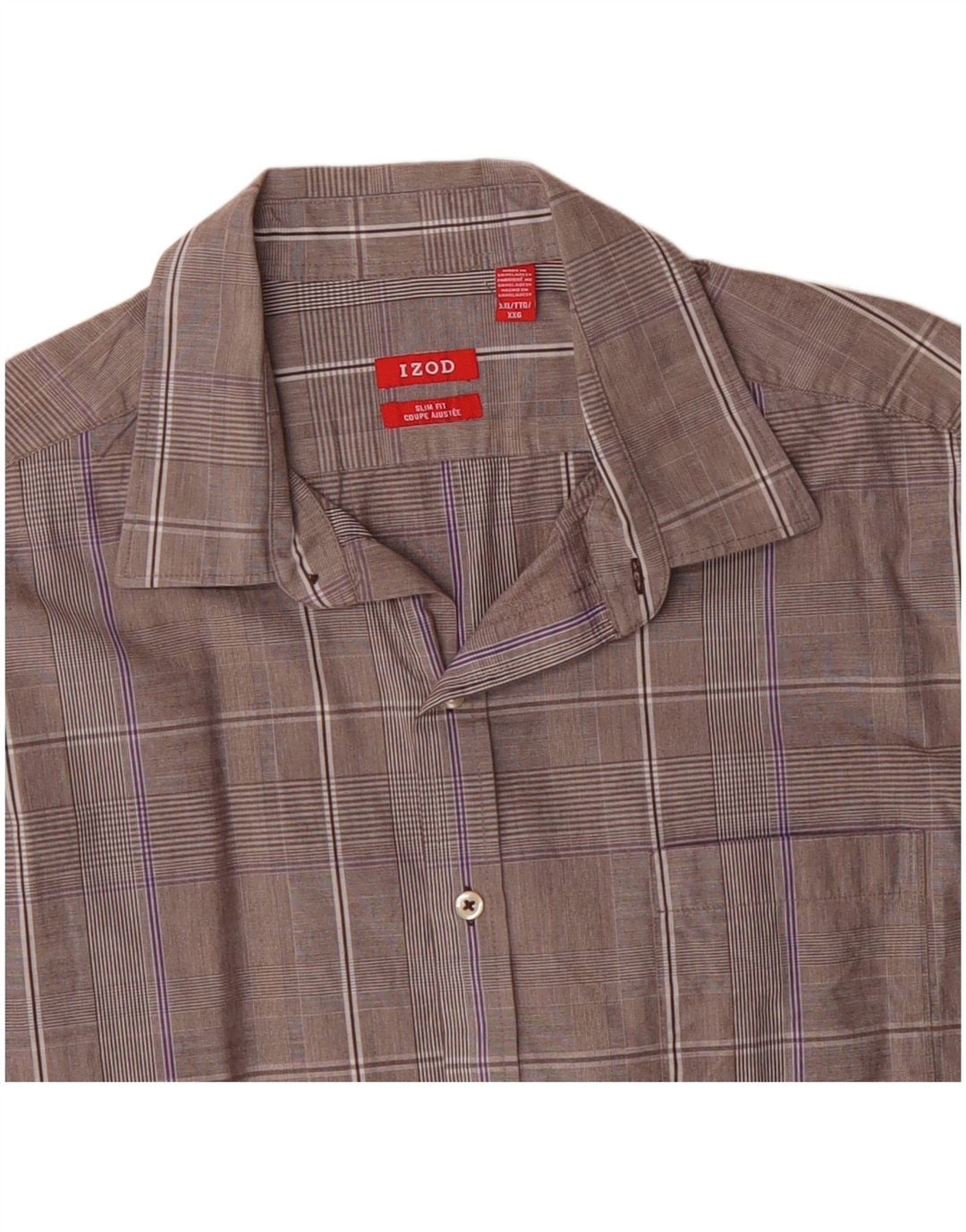 Koszula męska IZOD Slim Fit 2XL, szara, bawełniana w kratę