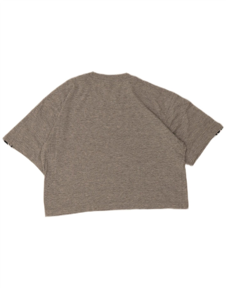 Damski T-shirt Asics Crop Graphic Top UK 14 Średni Szary Nakrapiany