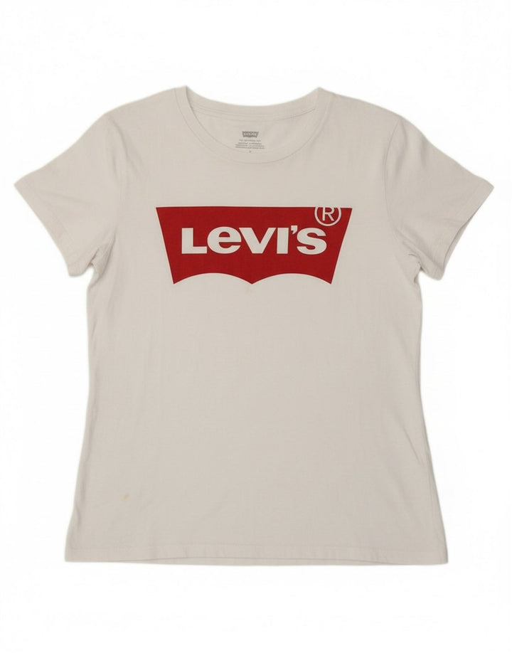 LEVI'S Womens Graphic T-Shirt Top UK 14 Medium White