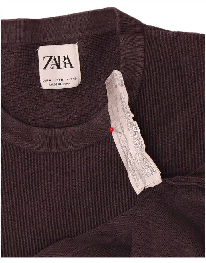 T-shirt męski Zara Top, średnioszary, bawełniany