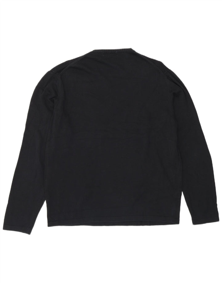 Męski sweter z okrągłym dekoltem Zara, duży, granatowy, bawełniany