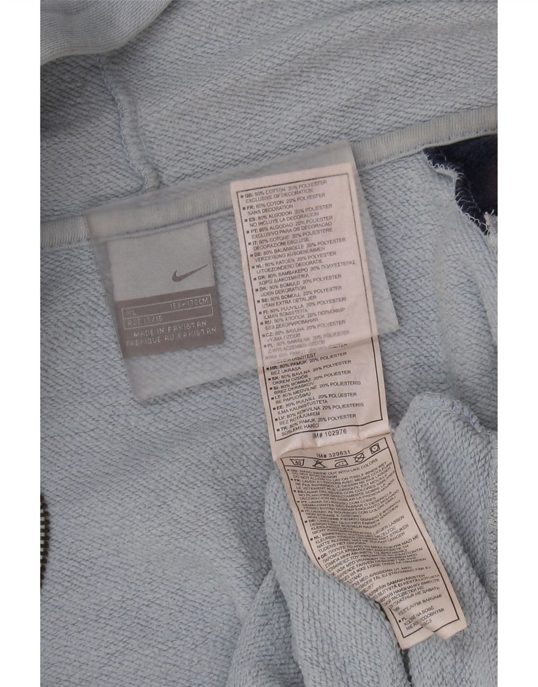 Chłopięcy sweter z kapturem i zamkiem błyskawicznym Nike, 13-14 lat, niebieska bawełna z blokami kolorów