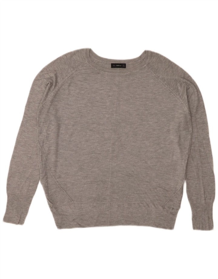 Damski sweter ZARA z dekoltem w łódkę UK 14 Średnioszary, nakrapiany wiskoza