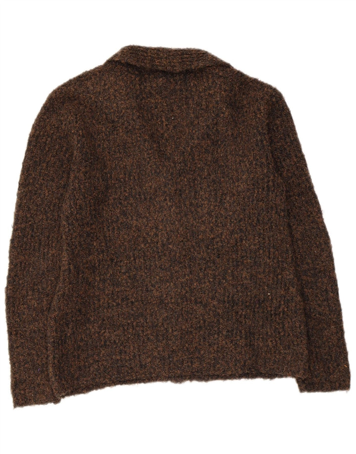 MARKS & SPENCER Damski sweter rozpinany UK 10 Mały, brązowy, nakrapiany