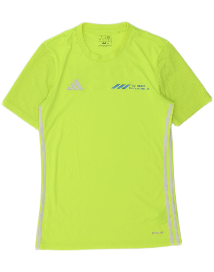 Męska koszulka męska Slim Fit z grafiką Adidas, mała, zielona, poliestrowa