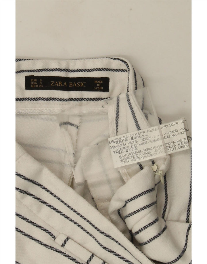 Damskie spodenki chino z wysokim stanem Zara, małe W26, poliester w białe paski