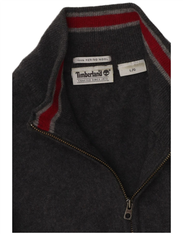 Męski sweter z zamkiem błyskawicznym Timberland, duży, szary, wełna merynosów