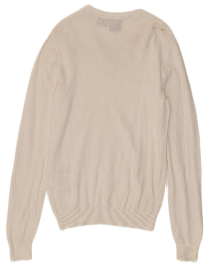 Armani Exchange Męski sweter z dekoltem w kształcie litery V, XS, biała bawełna