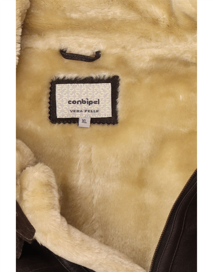 Conbipel Męska kurtka Shearling UK 42 XL Brązowa skóra