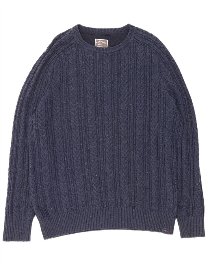 Męski sweter z dekoltem w łódkę FAT FACE XL, granatowy, bawełniany w cętki