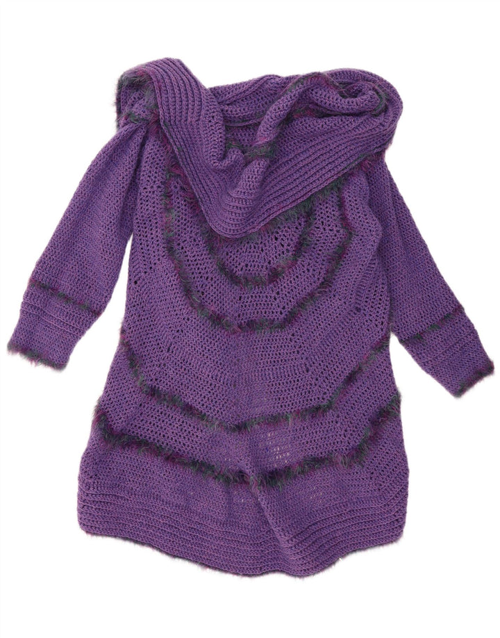 Sweter damski w stylu vintage o długim kroju i otwartym kardiganie, jeden rozmiar fioletowy