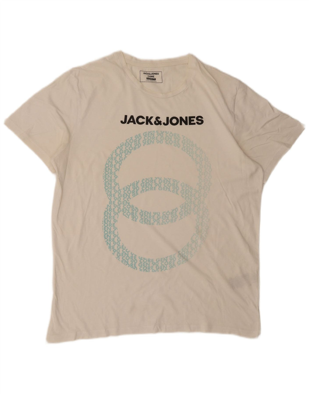Męska koszulka Jack & Jones o regularnym kroju z grafiką, średnia biała bawełna