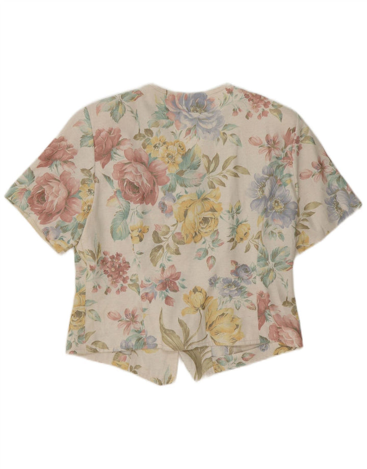 Damska bluzka koszulowa w stylu vintage UK 12, średnia, wielobarwna w kwiaty