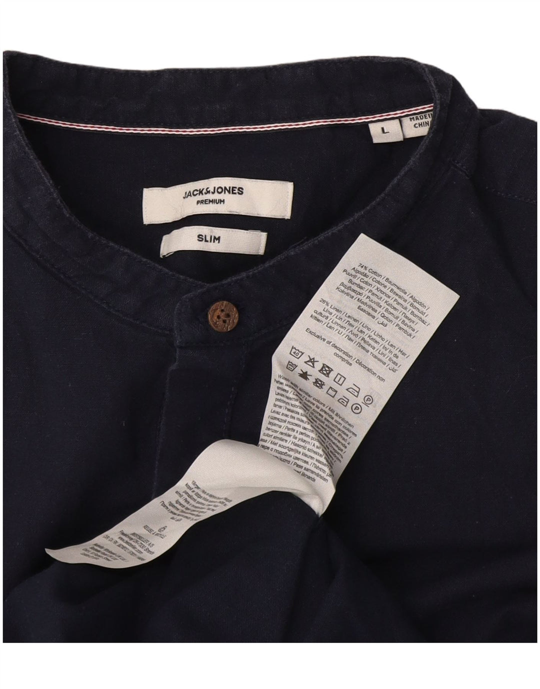 Męska koszula pulowerowa Jack & Jones o dopasowanym kroju, duża, granatowa, bawełniana