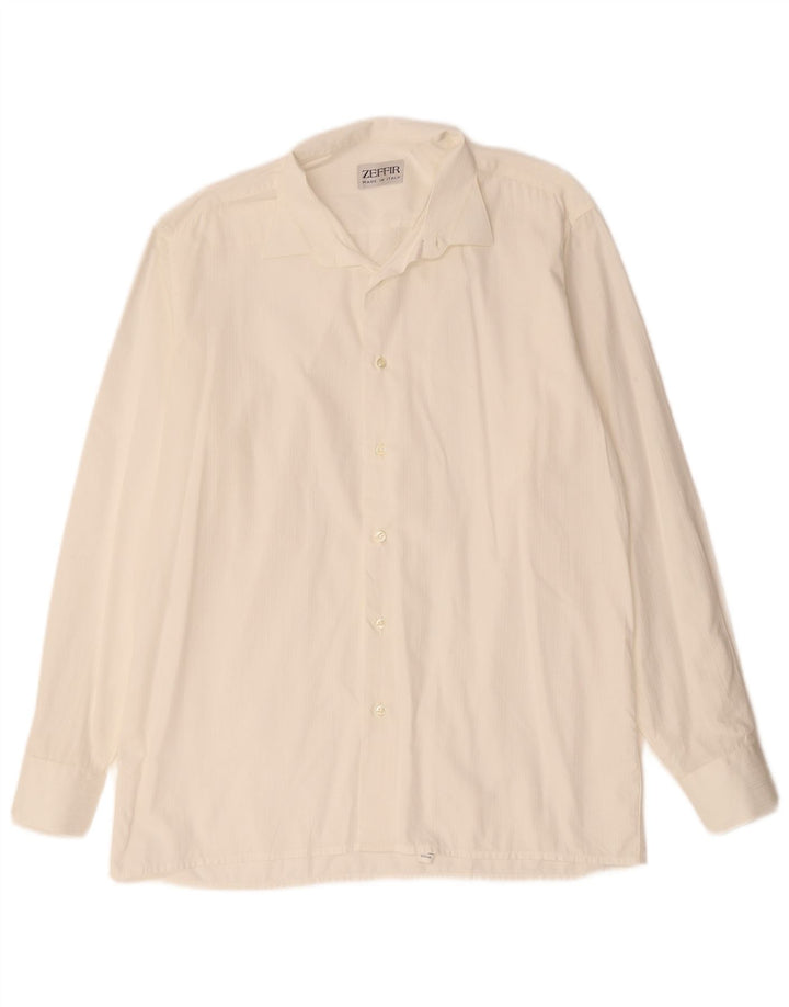 Koszula męska w stylu vintage, średnia biała bawełna