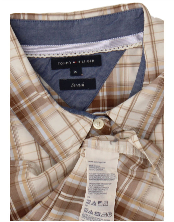 Koszula damska Tommy Hilfiger UK 14, bawełniana w średnią beżową kratkę