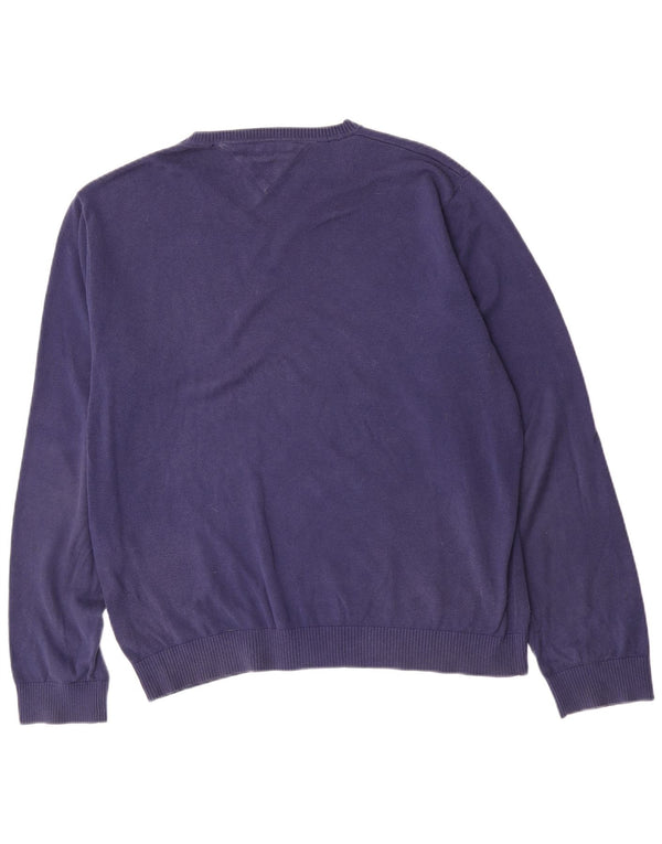 Męski sweter Tommy Hilfiger z dekoltem w kształcie litery V, 2XL, granatowy, bawełniany