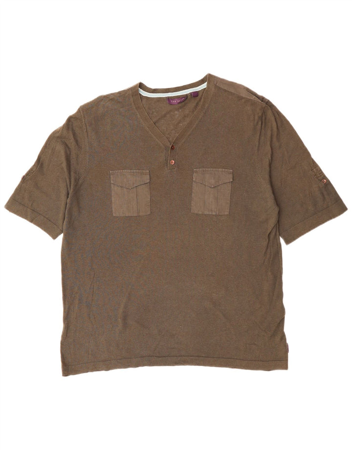 T-shirt męski TED BAKER, rozmiar 6 2XL, bawełna khaki