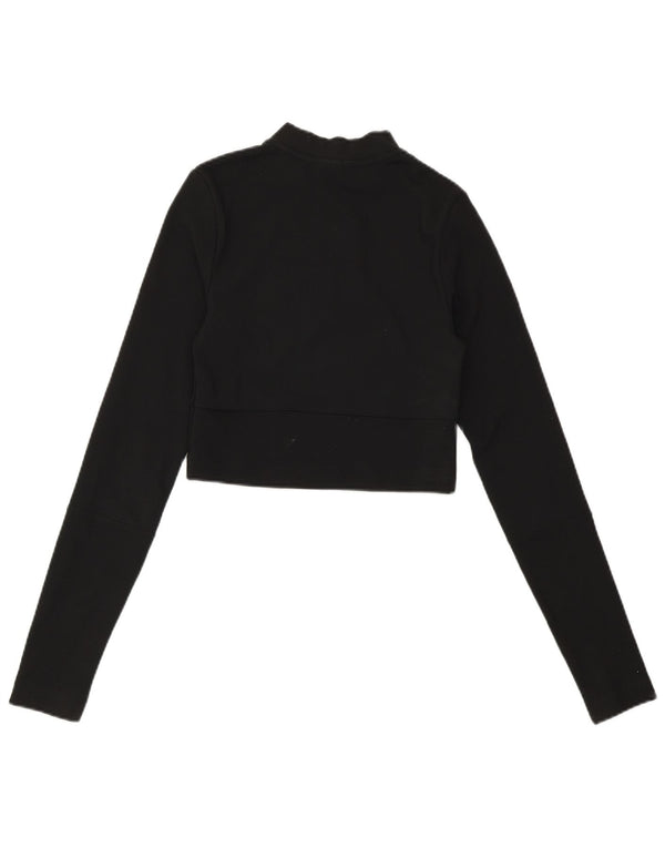 Damski sweter NIKE z krótkim rękawem i zamkiem błyskawicznym UK 4 XS, czarny poliester