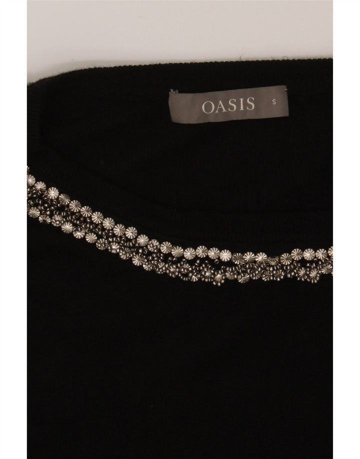 OASIS Womens Oversized Boat Neck Jumper Sweater UK 10 Small Black Viscose Vintage Oasis and Second-Hand Oasis from Messina Hembry 