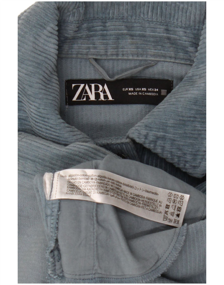 Damska, oversize'owa kurtka sztruksowa Zara UK 6 XS, niebieska, bawełniana