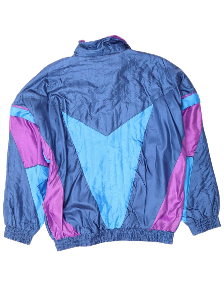 Męska kurtka dresowa o luźnym kroju VINTAGE, średnia granatowa, blok kolorów