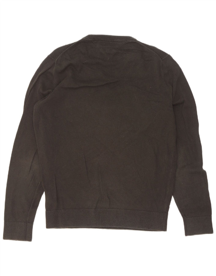 Męski sweter Tommy Hilfiger z dekoltem w kształcie litery V, mały, czarny, bawełniany